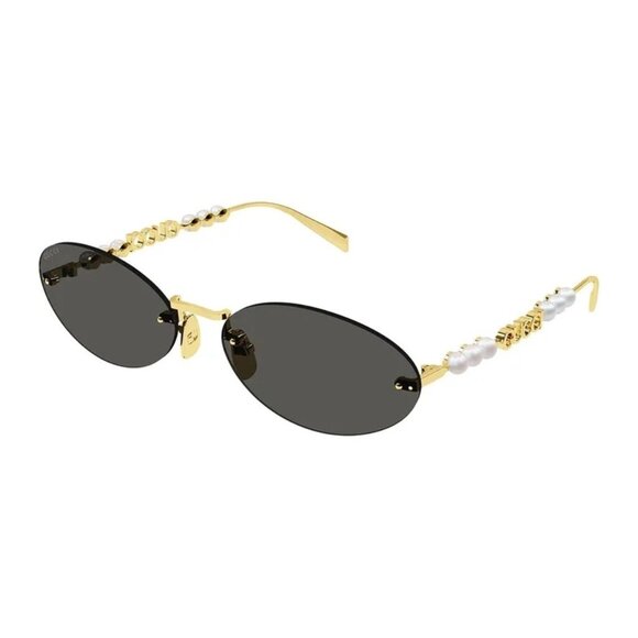 NEW GUCCI SUNGLASSES GOLD WOMEN OVAL EYEWEAR GUCCI GG1922S 001 - Picture 1 of 4